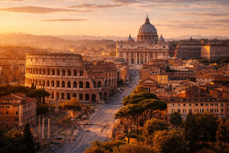 Rom - Panorama mellem Colosseum og kuplerne